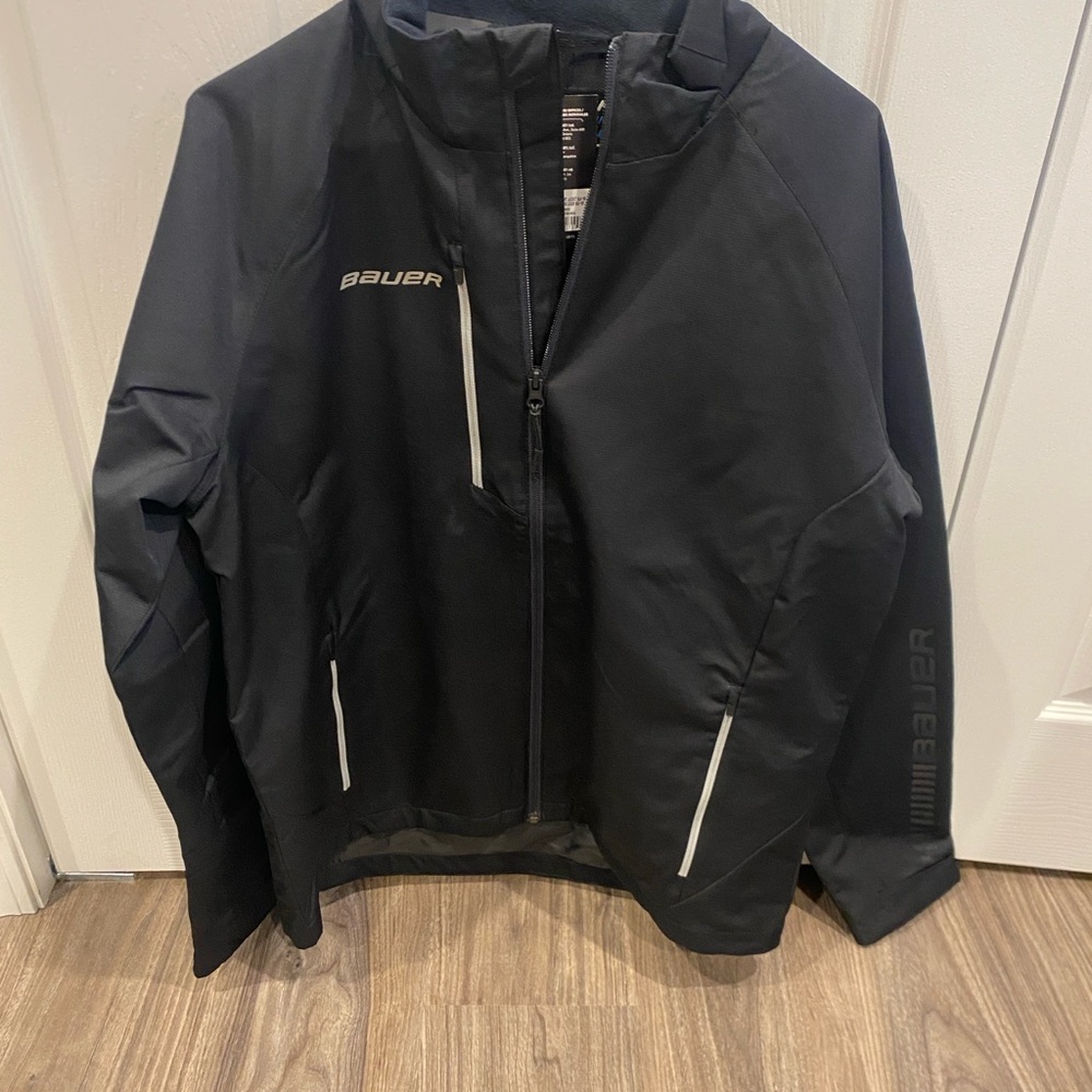 NWT Bauer Black Performance Jacket with Reflective Accents